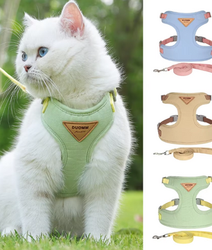 Ademend Nylon Harnas met Riem – Comfortabel Vest voor Katten & Kleine Honden