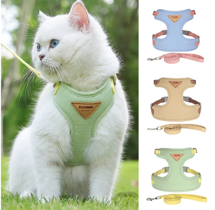 Ademend Nylon Harnas met Riem – Comfortabel Vest voor Katten & Kleine Honden
