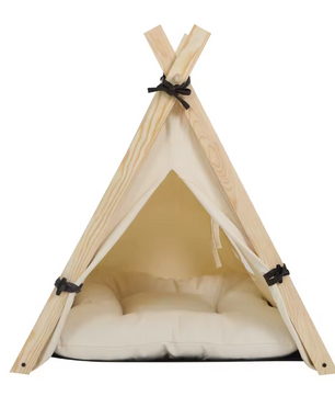 Tipi Katten- en Honden Tent – Canvas Dierenhuis met Kussen, Verwijderbaar & Wasbaar
