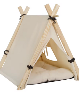 Tipi Katten- en Honden Tent – Canvas Dierenhuis met Kussen, Verwijderbaar & Wasbaar