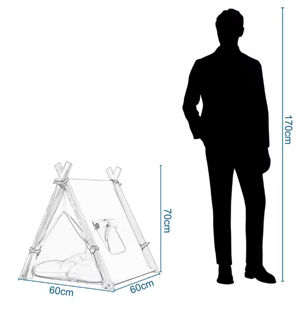 Tipi Katten- en Honden Tent – Canvas Dierenhuis met Kussen, Verwijderbaar & Wasbaar