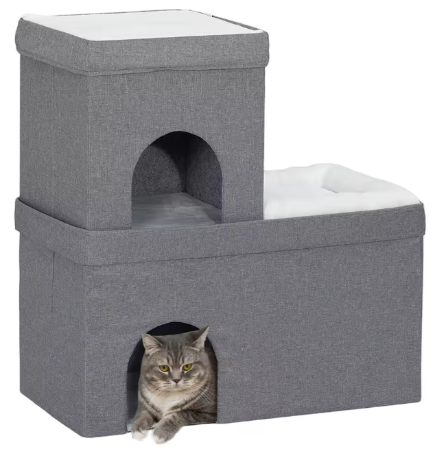 3-laags Kattenhuis – Houten Kattenmand met Kussens, Comfortabel & Stabiel
