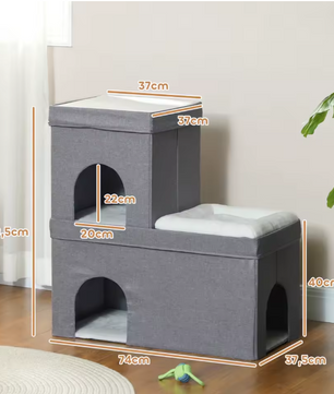 3-laags Kattenhuis – Houten Kattenmand met Kussens, Comfortabel & Stabiel