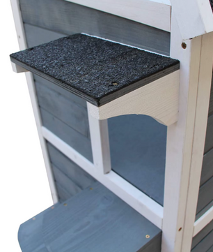 2-laags Houten Kattenvilla – Kattenhuis met Trap, Deuren & Asfaltdak