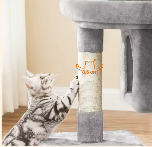 Krabpaal met Groot Platform – 2 Kattenhuizen & Speelboom 84 cm