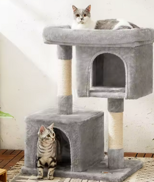 Krabpaal met Groot Platform – 2 Kattenhuizen & Speelboom 84 cm