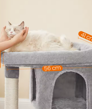 Krabpaal met Groot Platform – 2 Kattenhuizen & Speelboom 84 cm