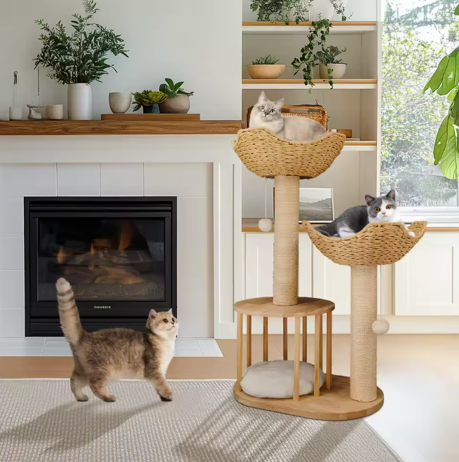Krabpaal 99 cm – Multi-Level Activiteitentoren met Kattenhuis & Speelbal