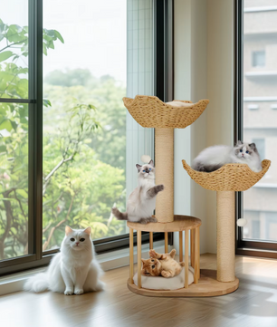 Krabpaal 99 cm – Multi-Level Activiteitentoren met Kattenhuis & Speelbal