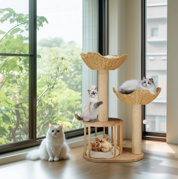 Krabpaal 99 cm – Multi-Level Activiteitentoren met Kattenhuis & Speelbal