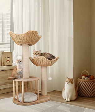 Krabpaal 99 cm – Multi-Level Activiteitentoren met Kattenhuis & Speelbal