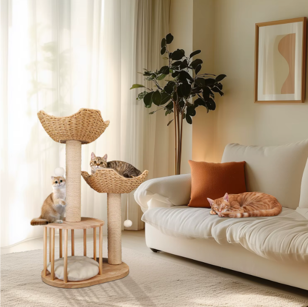 Krabpaal 99 cm – Multi-Level Activiteitentoren met Kattenhuis & Speelbal