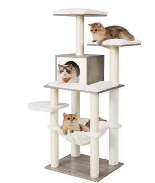 Kattenboom 138 cm – Moderne Krabpaal met Grot, Hangmat & Platforms
