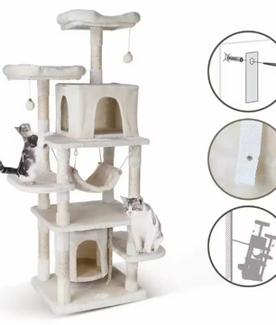 Krabpaal 170 cm – Multi-Level Kattenboom met Grot, Hangmat & Speelplekken