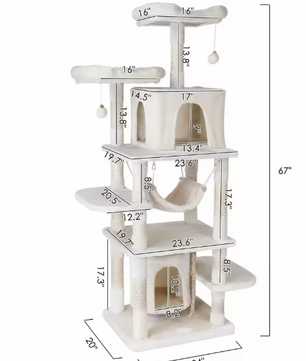 Krabpaal 170 cm – Multi-Level Kattenboom met Grot, Hangmat & Speelplekken