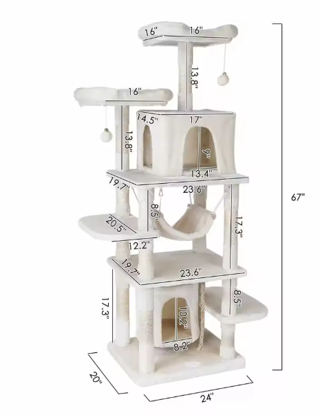 Krabpaal 170 cm – Multi-Level Kattenboom met Grot, Hangmat & Speelplekken