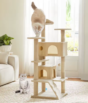 Kattenboom 137 cm – Multi-Level Krabpaal met Grot, Hangmat & Speelplekken