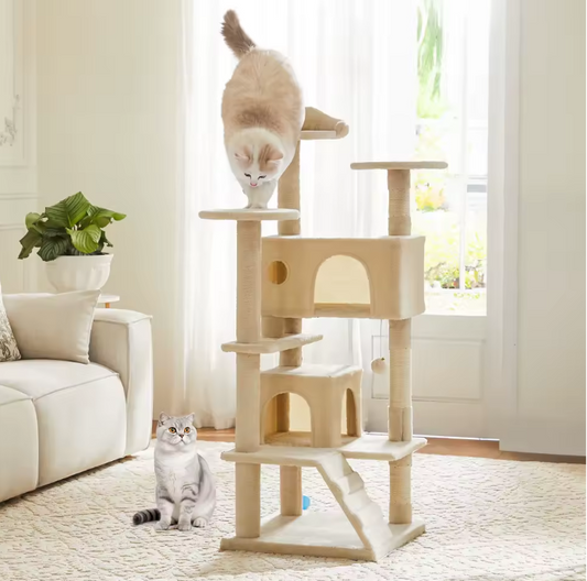 Kattenboom 137 cm – Multi-Level Krabpaal met Grot, Hangmat & Speelplekken