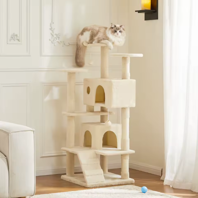 Kattenboom 137 cm – Multi-Level Krabpaal met Grot, Hangmat & Speelplekken