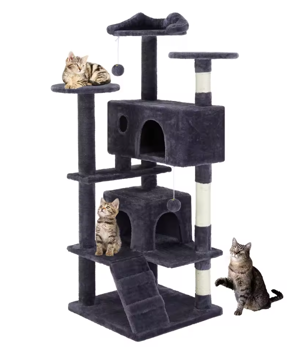 Kattenboom 137 cm – Multi-Level Krabpaal met Grot, Hangmat & Speelplekken