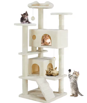 Kattenboom 137 cm – Multi-Level Krabpaal met Grot, Hangmat & Speelplekken