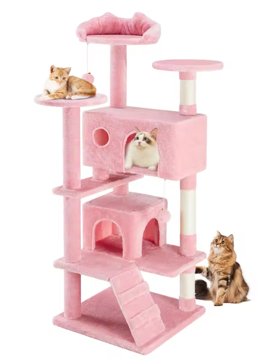 Kattenboom 137 cm – Multi-Level Krabpaal met Grot, Hangmat & Speelplekken