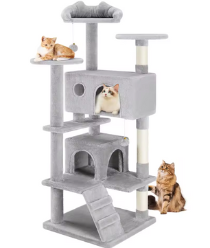 Kattenboom 137 cm – Multi-Level Krabpaal met Grot, Hangmat & Speelplekken