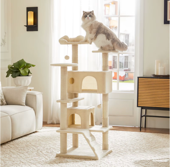 Kattenboom 137 cm – Multi-Level Krabpaal met Grot, Hangmat & Speelplekken