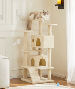 Kattenboom 137 cm – Multi-Level Krabpaal met Grot, Hangmat & Speelplekken