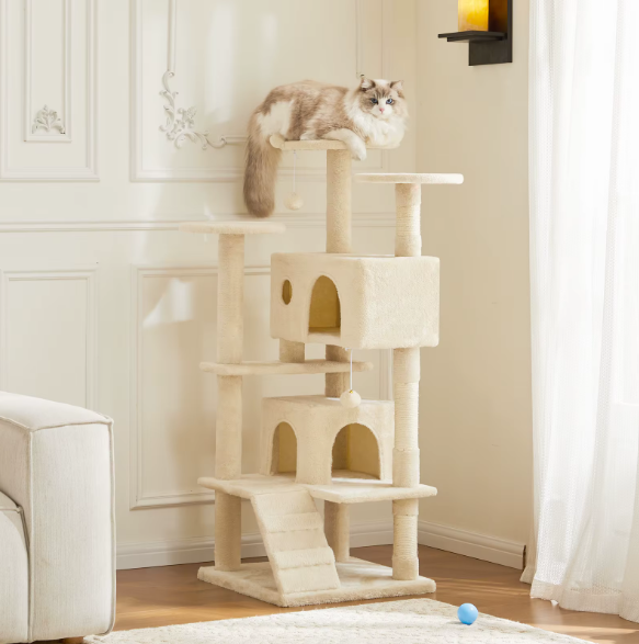Kattenboom 137 cm – Multi-Level Krabpaal met Grot, Hangmat & Speelplekken