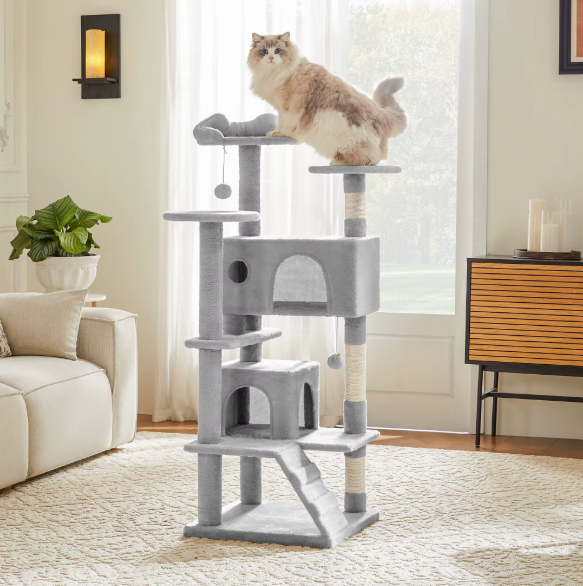 Kattenboom 137 cm – Multi-Level Krabpaal met Grot, Hangmat & Speelplekken