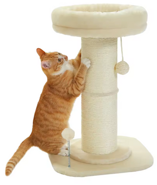Bloem Krabpaal voor Katten – Compacte Krabpaal met Dikke Sisalpaal, Hangspeeltjes & Comfortabel Kattenbed