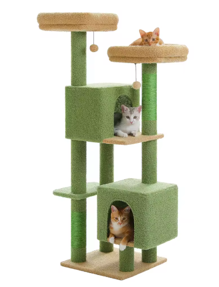Cactus Krabpaal 133 cm – Kattenboom met Condos, Zitstokken & Sisal