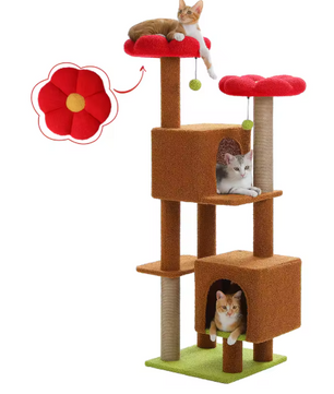 Cactus Krabpaal 133 cm – Kattenboom met Condos, Zitstokken & Sisal