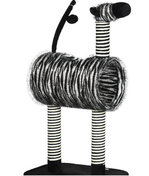 Krabpaal Zebra Design – Kattenboom met Tunnel, Speelbal & Sisalpalen
