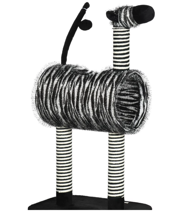 Krabpaal Zebra Design – Kattenboom met Tunnel, Speelbal & Sisalpalen