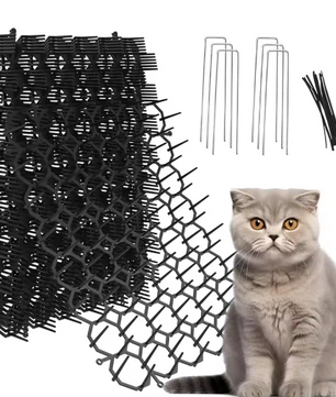 12-delige Anti-Kat Scat Mat Set – Tuin Beschermmatten met Spikes & Kabelbinders, Veilig en Effectief