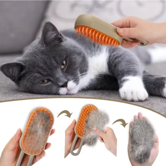 3-in-1 Stoomborstel voor Huisdieren – Verzorging, Ontwarring & Massage