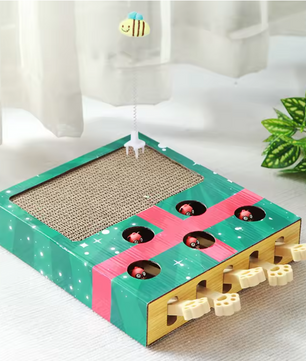 3-in-1 Interactief Katten Speelgoed – Krabkussen, Whack-a-Mole & Rustplek