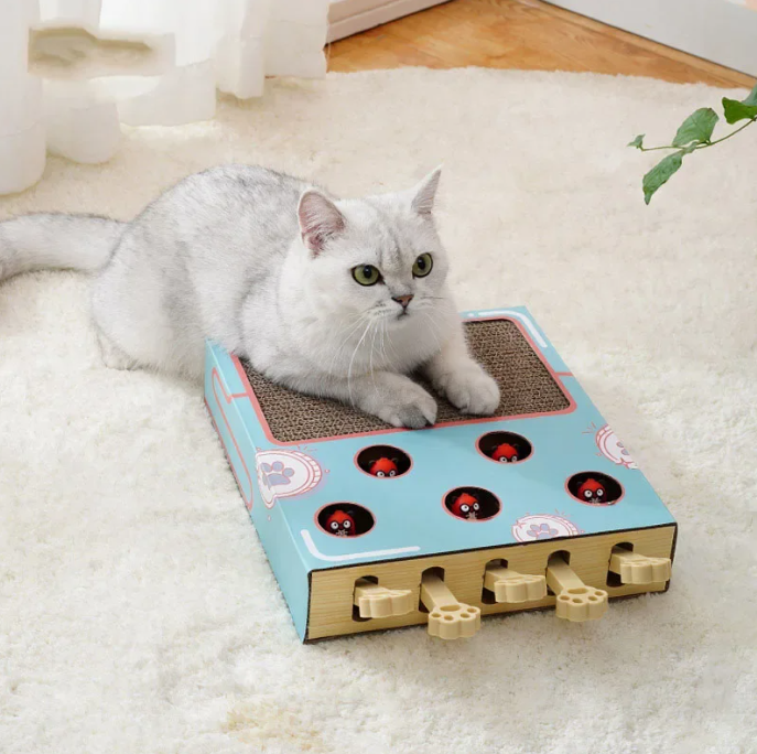 3-in-1 Interactief Katten Speelgoed – Krabkussen, Whack-a-Mole & Rustplek