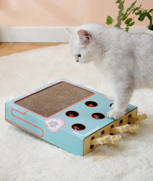 3-in-1 Interactief Katten Speelgoed – Krabkussen, Whack-a-Mole & Rustplek