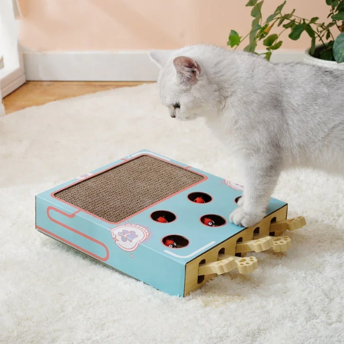 3-in-1 Interactief Katten Speelgoed – Krabkussen, Whack-a-Mole & Rustplek