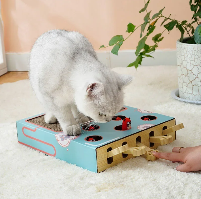 3-in-1 Interactief Katten Speelgoed – Krabkussen, Whack-a-Mole & Rustplek