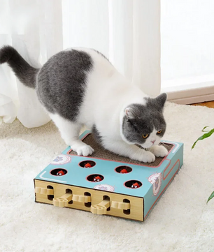 3-in-1 Interactief Katten Speelgoed – Krabkussen, Whack-a-Mole & Rustplek