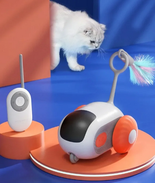 Automatisch Kattenspeelgoed Auto – Interactieve RC Speelauto met Afstandsbediening & Oplaadbare Batterij