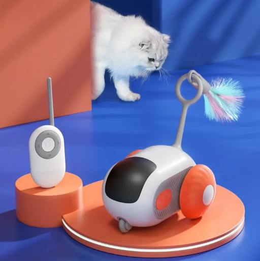 Automatisch Kattenspeelgoed Auto – Interactieve RC Speelauto met Afstandsbediening & Oplaadbare Batterij