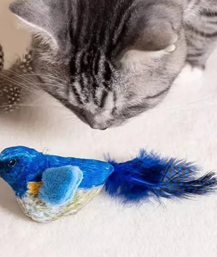 Interactief Katten Speelgoed – Realistische Vogel met Geluid & Kattenkruid