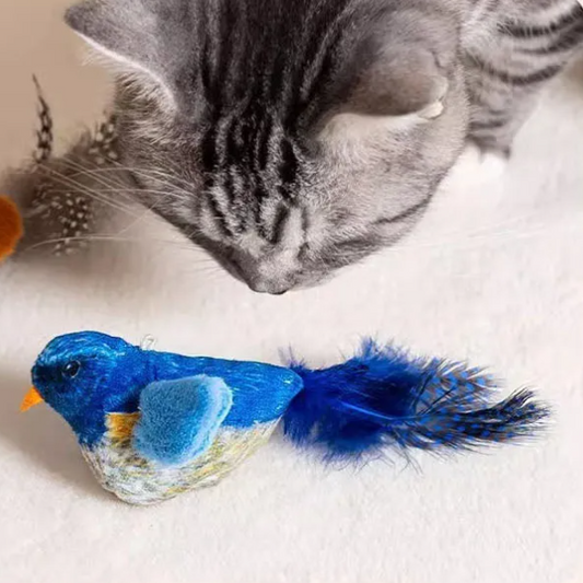 Interactief Katten Speelgoed – Realistische Vogel met Geluid & Kattenkruid