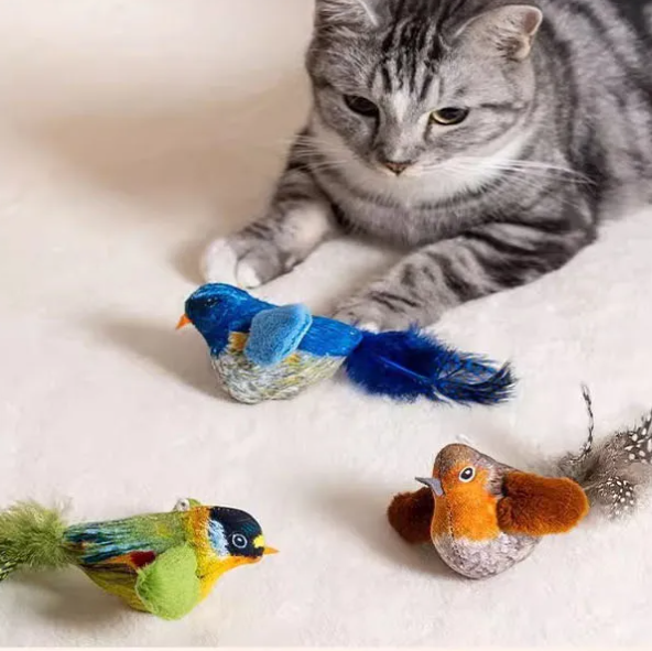 Interactief Katten Speelgoed – Realistische Vogel met Geluid & Kattenkruid