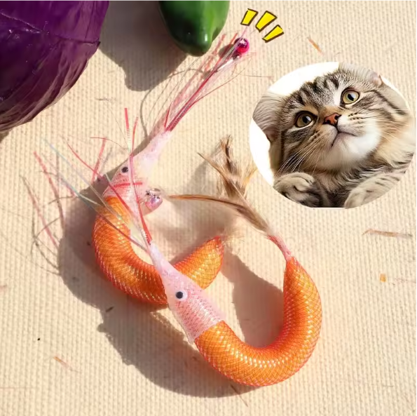 Interactief Katten Teaser Speelgoed – Garnalenmodel met Veer & Bel